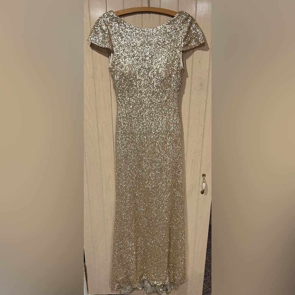 Sorella Vita gold with sequins long dress gown size 10.